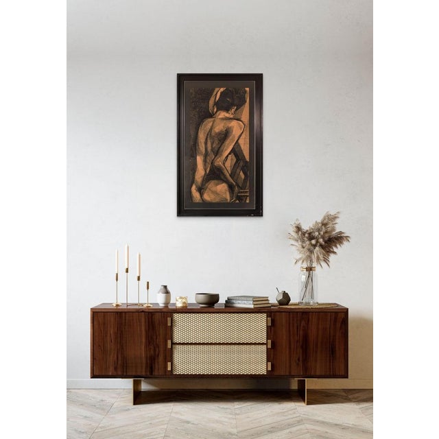 Large Stylised Life Drawing of a Woman, 20th-Century, Pencil on Paper For Sale - Image 4 of 17