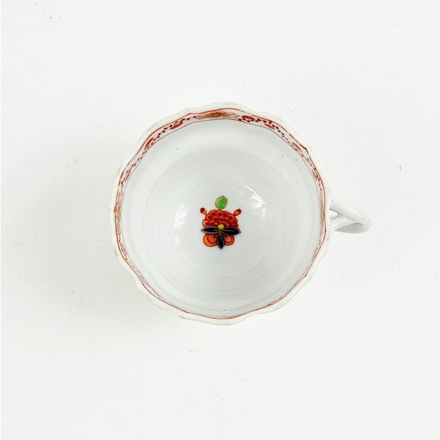 19th Century Porcelain Imari/Tischchenmuster Pattern Cup & Saucer from Meissen For Sale - Image 6 of 10