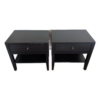 Pair of Room & Board Black Wood Nightstands For Sale