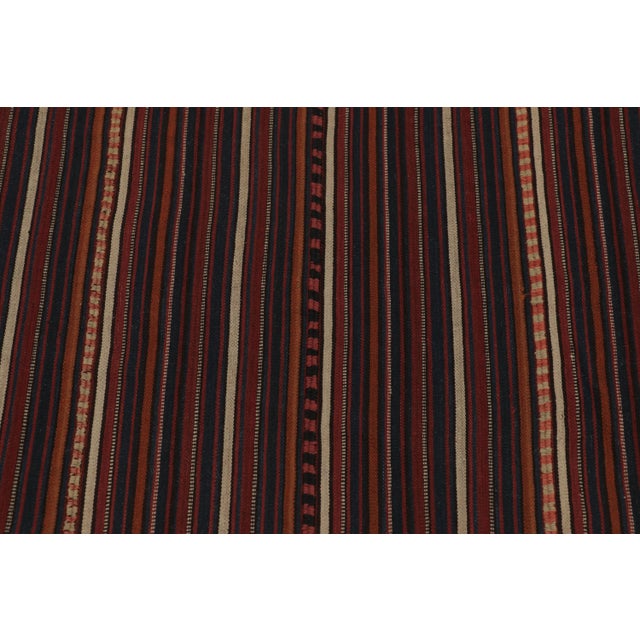 Vintage Persian Kilim, Vertical Stripes in Deep Red and Earth Tones - Rug & Kilim For Sale In New York - Image 6 of 7