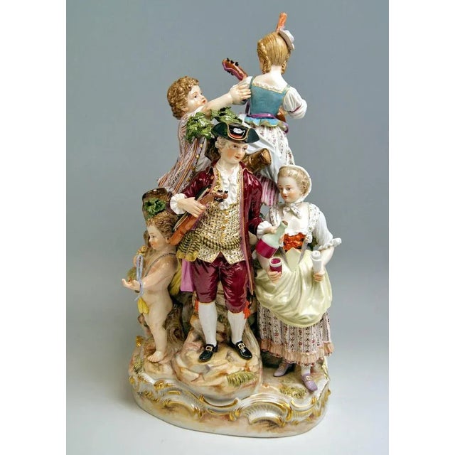 Model 2870 Shepherds Figurine by Johann Joachim Kaendler for Meissen, 1850 For Sale - Image 4 of 11