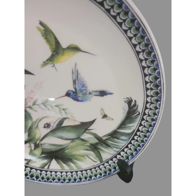 Delft Vintage Heinen Delfts Blaum Hummingbird Floral Platter Decorative Wall Plate For Sale - Image 4 of 8
