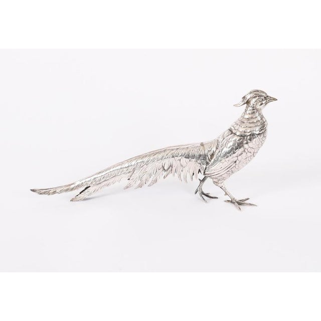 Antique German 830 Silver Pheasants, 19th Century, Set of 2 For Sale - Image 5 of 18