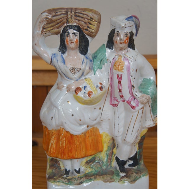 Staffordshire Antique Staffordshire Porcelain Scottish Highland Harvest Couple Figurine For Sale - Image 4 of 12