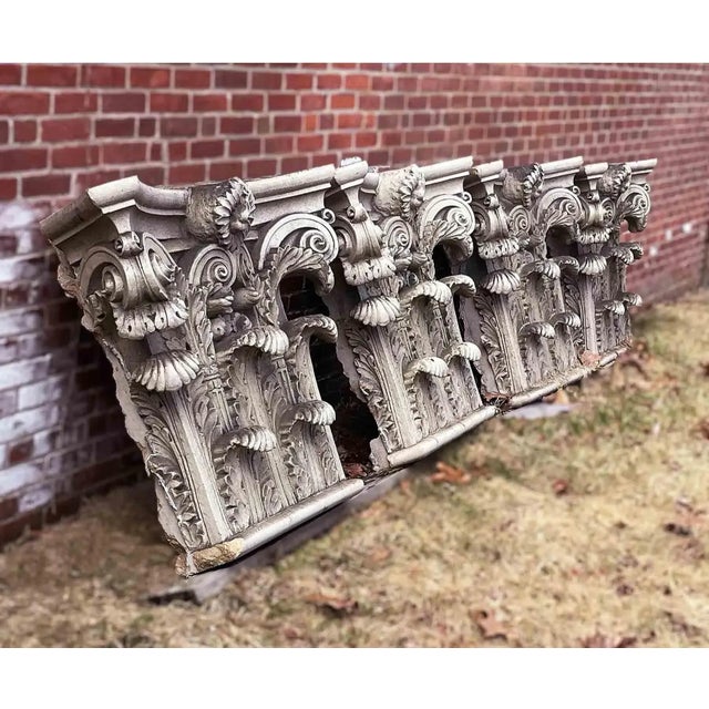 1920s Corinthian Column Capitals Antique Terracotta - A Pair For Sale - Image 5 of 6