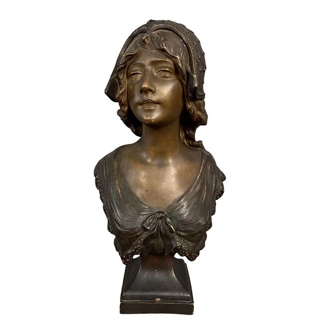 Gustave Van Vaerenbergh, Terracotta Bust, 1890s, Terracotta For Sale - Image 4 of 4