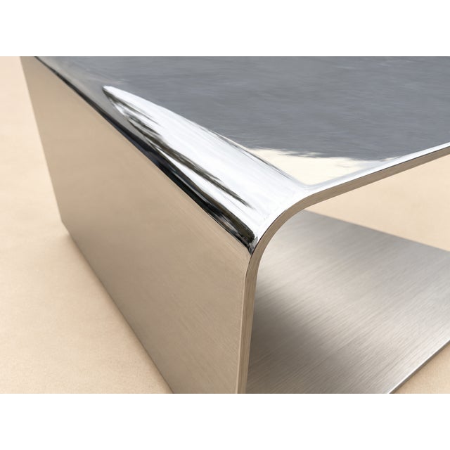 Maria Pergay Monumental Sculptural Polished Stainless Steel Cantilever Coffee Table, Usa For Sale - Image 4 of 17