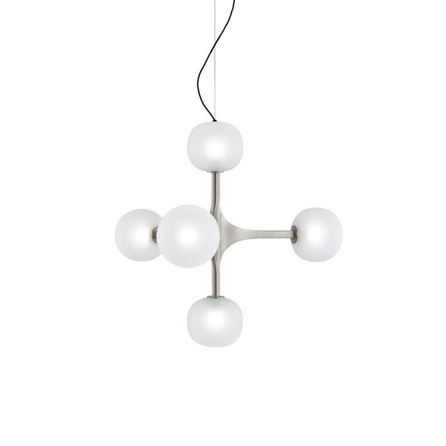 Charlotte five lights silver plated chandelier by mug dimensions: ø 86 x h 352 cm materials: borosilicate glass, leds,...