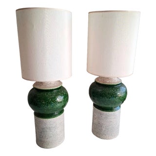 Monumental Ceramic Table Lamp Bases by Aldo Londi for Bitossi, 1960s, Set of 2 For Sale