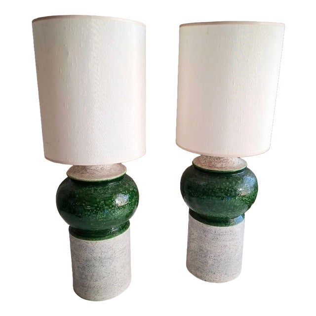 Monumental Ceramic Table Lamp Bases by Aldo Londi for Bitossi, 1960s, Set of 2 For Sale