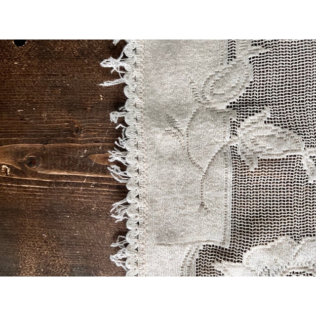 36" X 32" Vintage Small Table Cloth Ivory Floral Farmhouse Traditional Victorian Edwardian Square 36" X 32" For Sale - Image 10 of 12