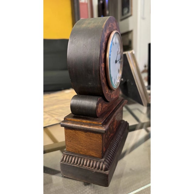 Early 19th Century Early 19th Century English Regency Desk Clock With Inlay For Sale - Image 5 of 10