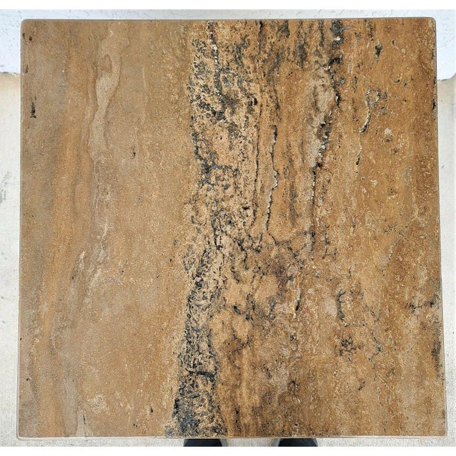 Stone Italian Walnut Travertine Marble Side End Table by Stone International For Sale - Image 7 of 9
