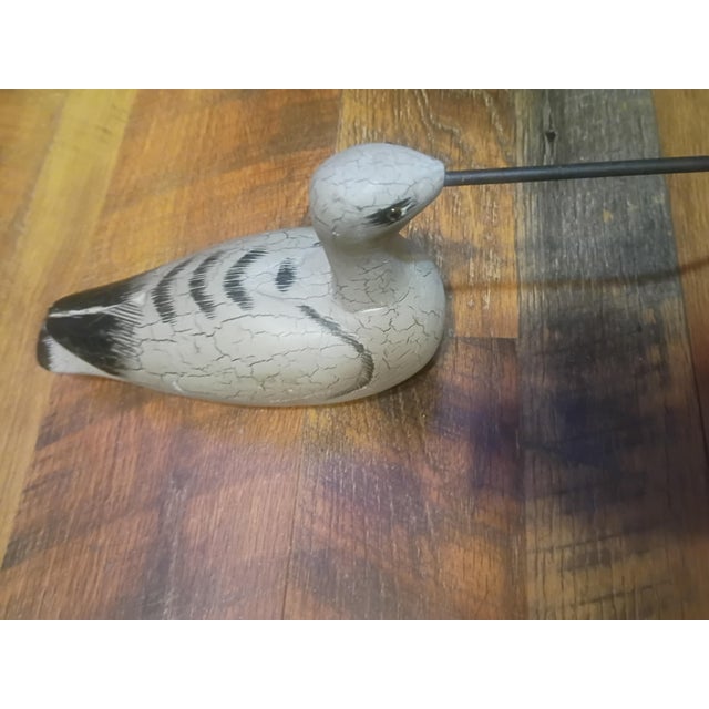 Shabby Chic Antique-Style "Crackle Finish" Yellowlegs Shorebird Decoy For Sale - Image 3 of 7