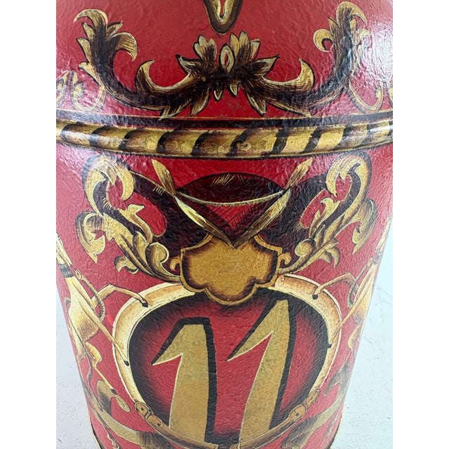 Hand Painted Metal Canister Table Lamp For Sale - Image 4 of 10