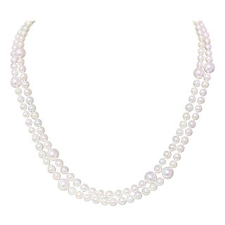 Akoya Pearl Necklace 14k Yellow Gold 37.25" 8.5 mm Certified For Sale