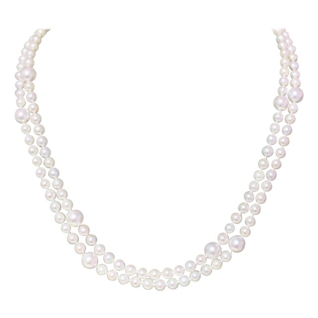 Akoya Pearl Necklace 14k Yellow Gold 37.25" 8.5 mm Certified For Sale