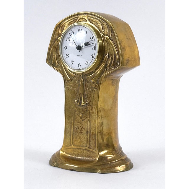 Art Nouveau Brass Mantel Clock, Germany, 1950s For Sale - Image 13 of 18