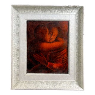 Symbolist School Student of Eugène Carrière, The Mother's Kiss, Early 20th Century, Oil on Canvas, Framed For Sale