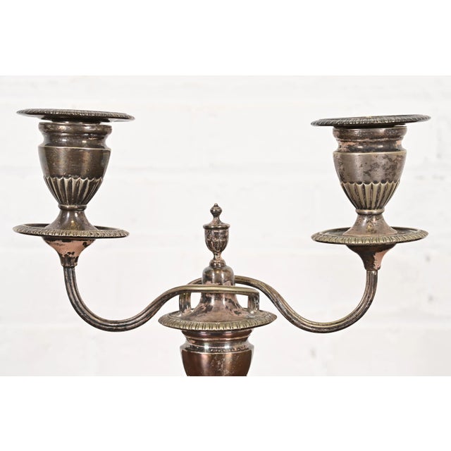 Silver Tiffany & Co. Antique Victorian Silverplate Two-Arm Candelabras, Pair For Sale - Image 8 of 15