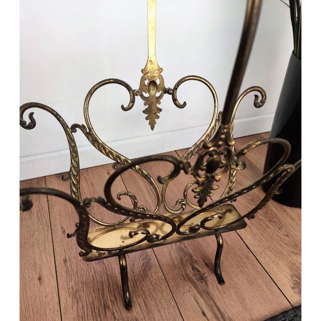 1950s Mid-Century Italian Neoclassical Regency Style Brass Magazine Stand or Rack, 1950s For Sale - Image 5 of 8