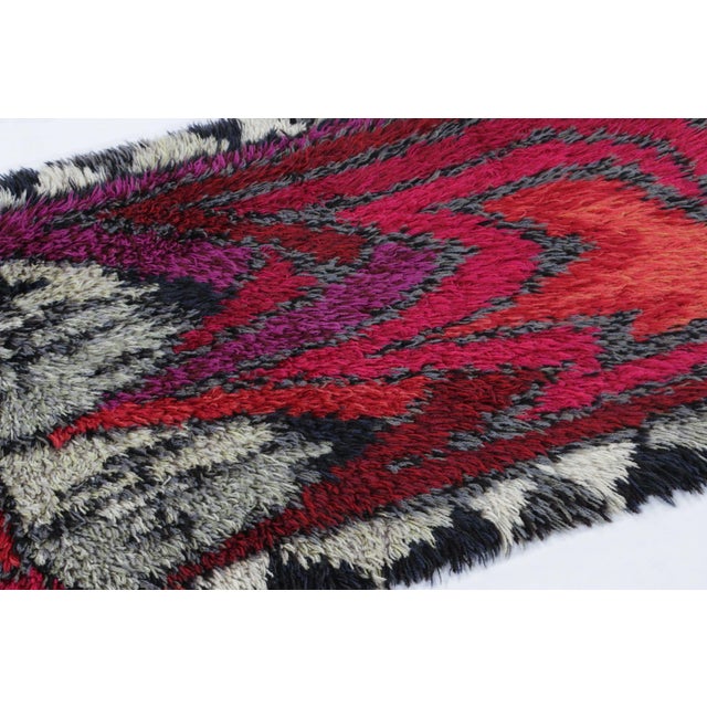 Rug & Kilim Vintage Swedish Rya Rug With Polychromatic Geometric Pattern- Rug & Kilim For Sale - Image 4 of 7
