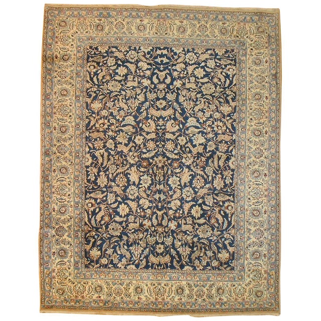 Very finely woven Pictorial Persian Nain rug featuring a pictorial design on a crispy blue colored field. Nain is a small...