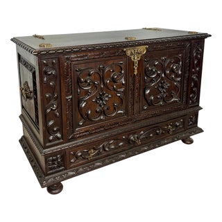 Spanish Carved Blanket Chest, 1920 For Sale