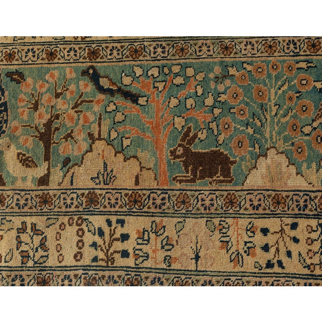 Antique Persian Tabriz Animal Design Carpet For Sale - Image 4 of 8