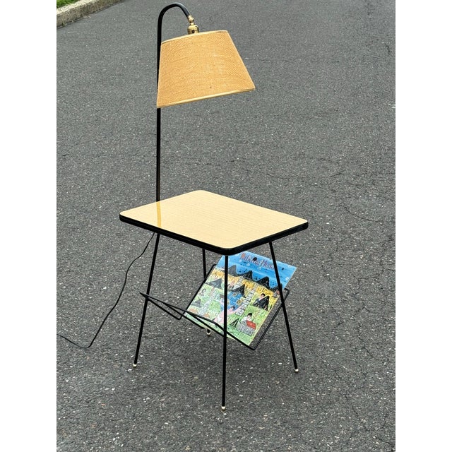 Nice side table with light & metal rack in the manner of Paul Mccobb/Tony Paul please look and pics for overall design...