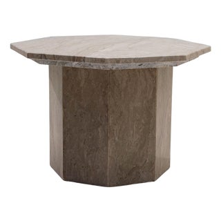 1970s Italian Postmodern Octagonal Marble Pedestal Table For Sale
