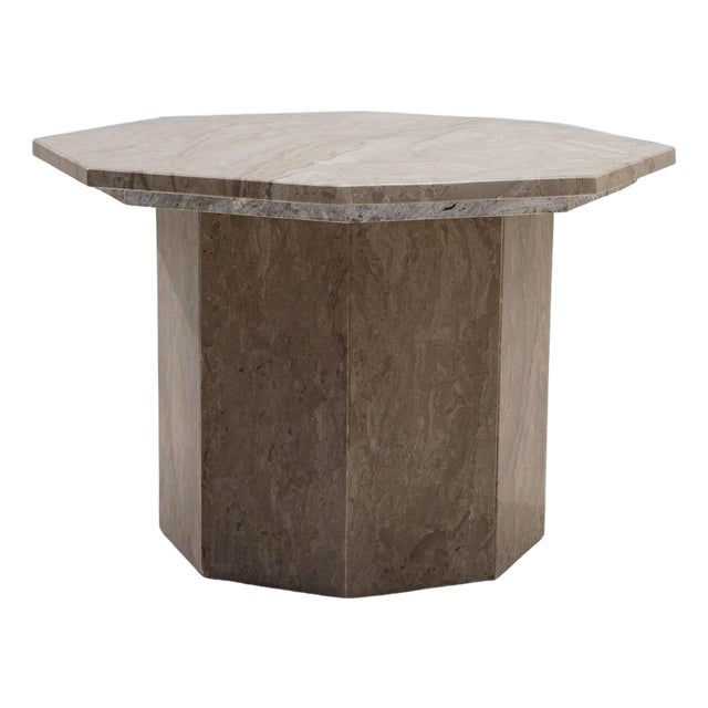 1970s Italian Postmodern Octagonal Marble Pedestal Table For Sale