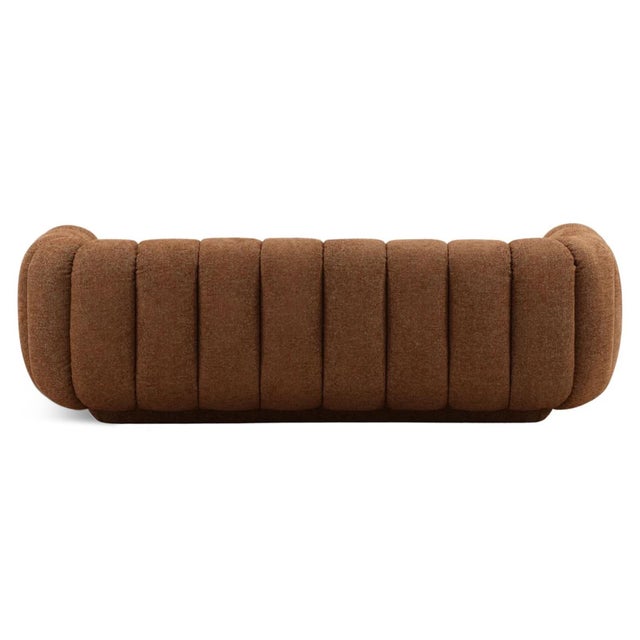 Cognac Chenille Tufted Sofa For Sale - Image 4 of 6