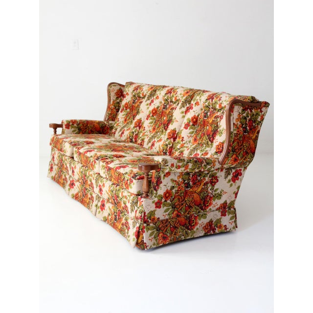 Vintage Colonial Revival Pheasant Floral Sofa For Sale - Image 6 of 18