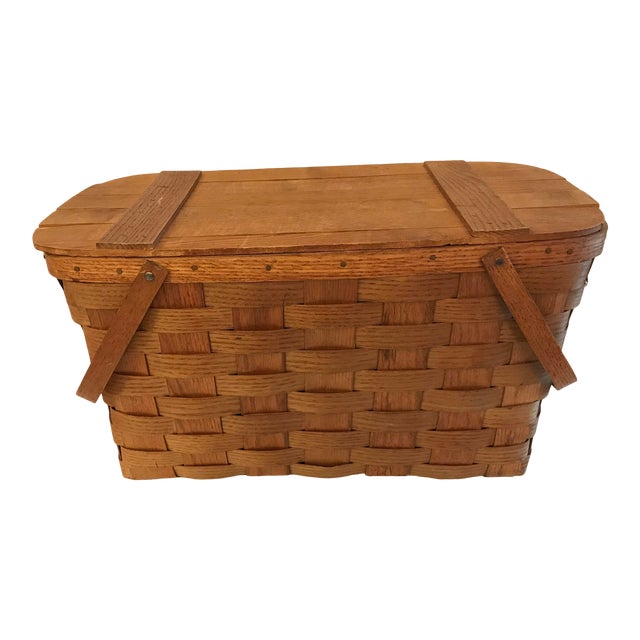 Vintage Wooden Picnic Basket Chairish