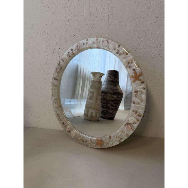 Glass Vintage Handmade Shell Mirror, 1970s For Sale - Image 7 of 8