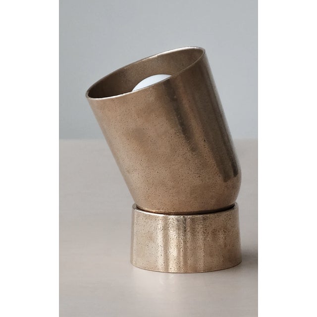 Metal Studio Henry Wilson Polished Cast Bronze Spot Light Table Lamp For Sale - Image 7 of 17