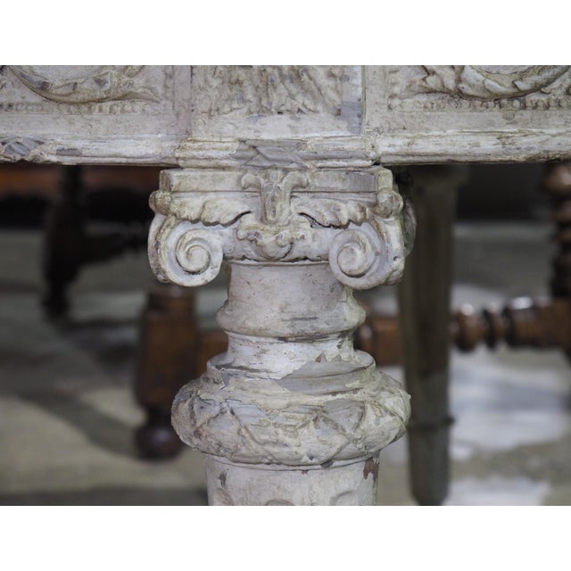 Wood Antique French Louis XVI Style Painted Center Table With Marble Top, Late 1800s For Sale - Image 7 of 18