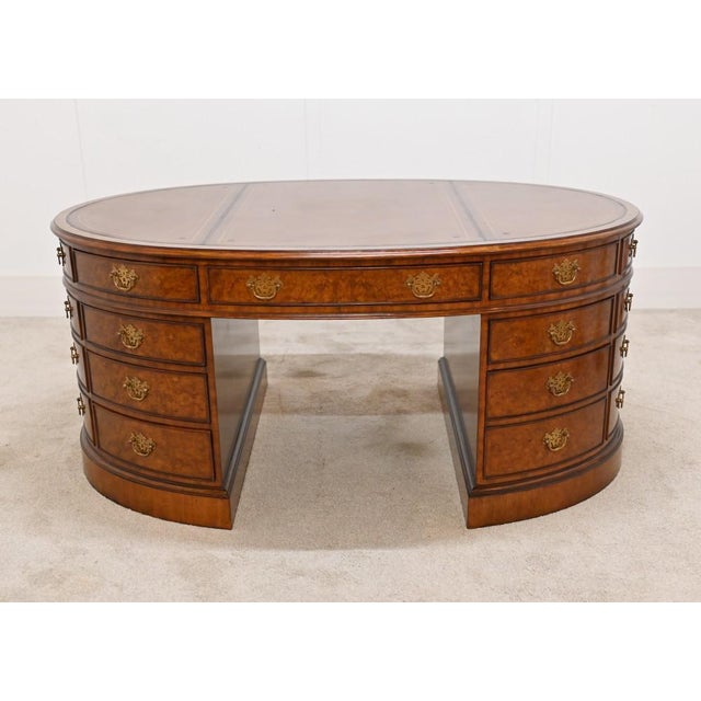 Victorian Oval Partners Desk in Walnut For Sale - Image 14 of 14