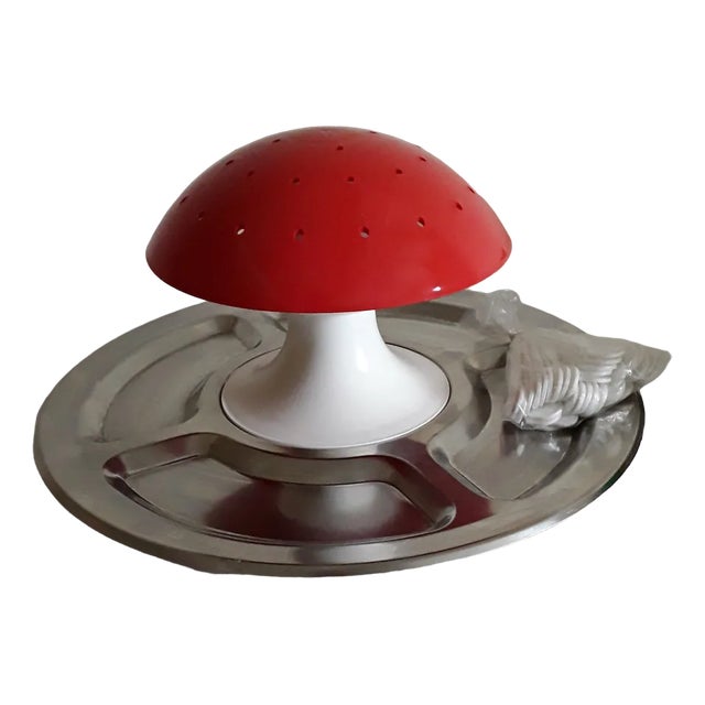 Vintage German Mushroom in Stainless Steel and Plastic, 1970s For Sale
