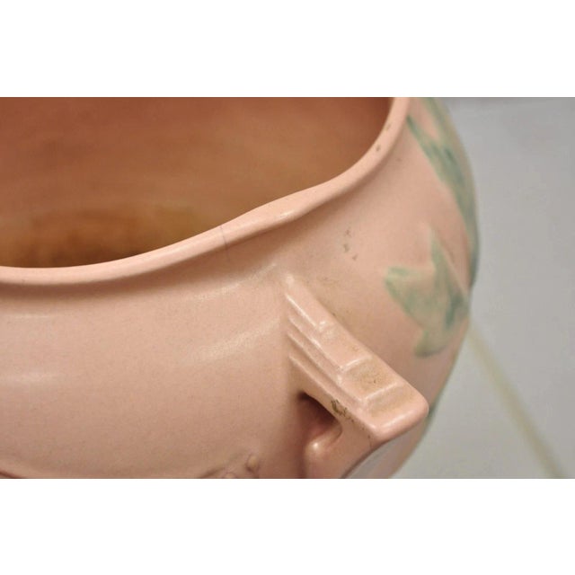 Pink Antique Roseville Gardenia Bleeding Heart Pink 651-8" Jardiniere Planter Pot For Sale - Image 8 of 12