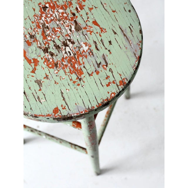 Antique Painted Wood Stool For Sale - Image 10 of 12