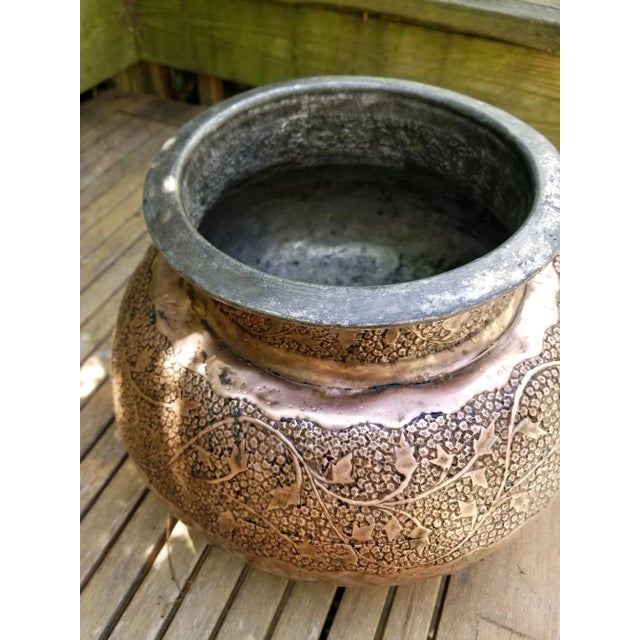Antique Copper Pakistani Large Curry Pot For Sale - Image 4 of 12