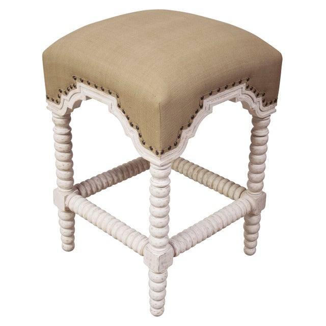 Noir Abacus Counter Stool, White Wash For Sale - Image 4 of 4