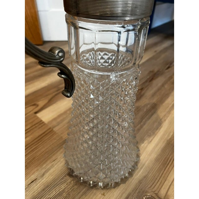 Vintage Leonard of Italy Crystal Claret Diamond Point Glass Water Jug