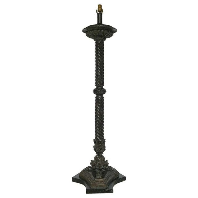 Mid 20th Century Grand Tour Style Bronze and Marble Column Floor Lamp, After the Roman Model For Sale - Image 11 of 11
