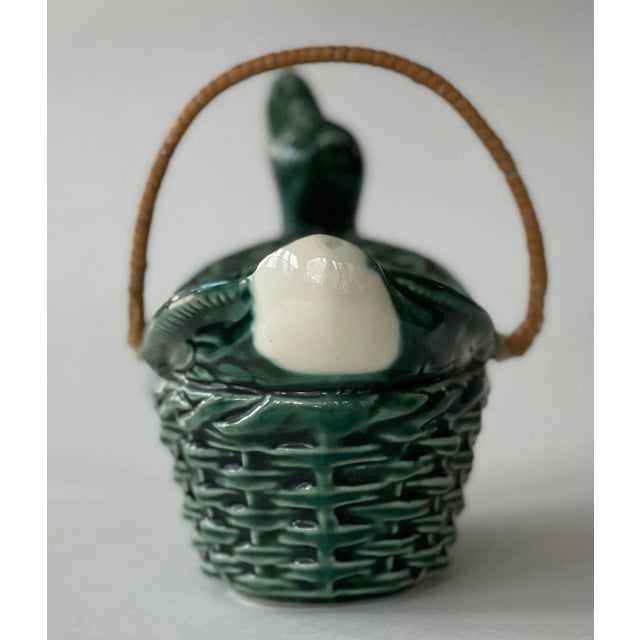 Ceramic Ceramic Flower Vase Duckling in Basket For Sale - Image 7 of 10