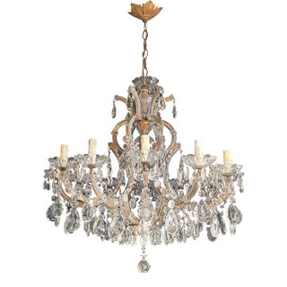 1940s Art Nouveau Maria Theresa Crystal Chandelier For Sale