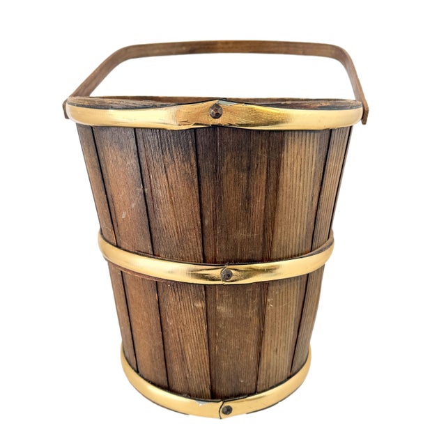 Vintage Basketville Federal Eagle Wood Wastebasket For Sale - Image 4 of 11