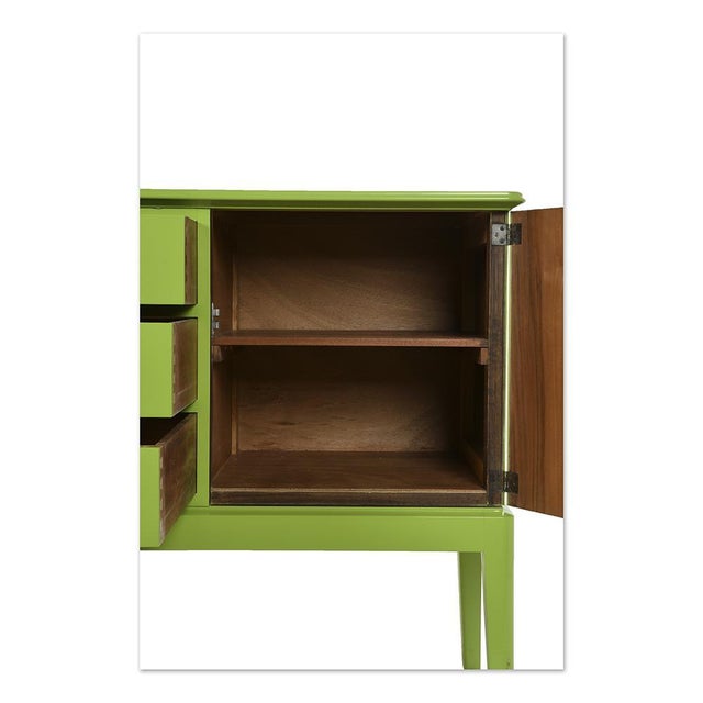 Paint Green Lacquered Wooden Buffet For Sale - Image 7 of 8